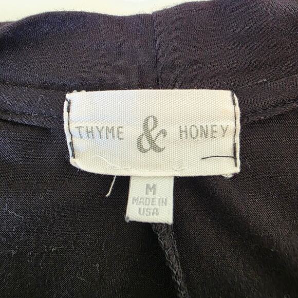 Thyme & Honey Black Sleeveless Midi Dress Womens M Flowy Rayon Spandex Made USA - Picture 9 of 10